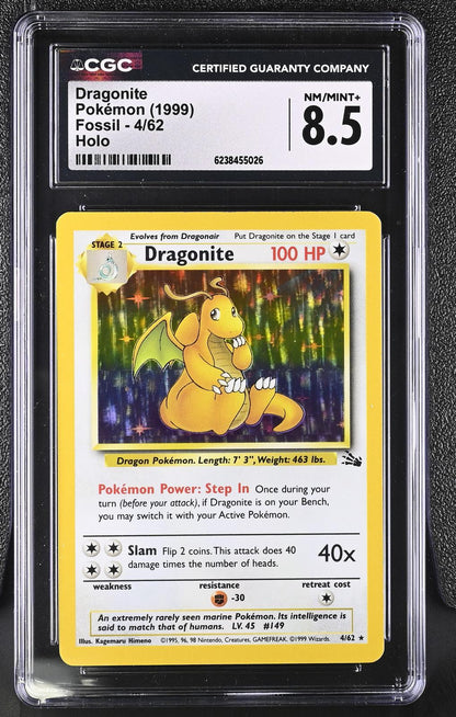 1999 Pokemon Fossil #4/62 Dragonite Holo CGC 8.5