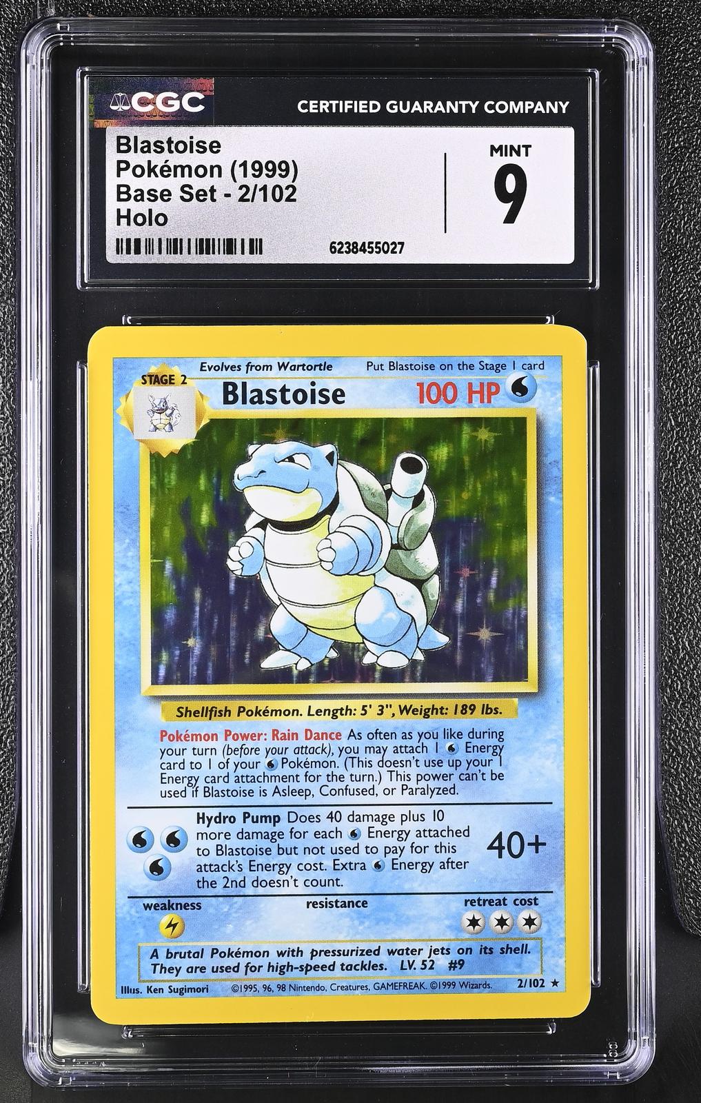 1999 Pokemon Base Set #2 Blastoise holo card graded CGC 9