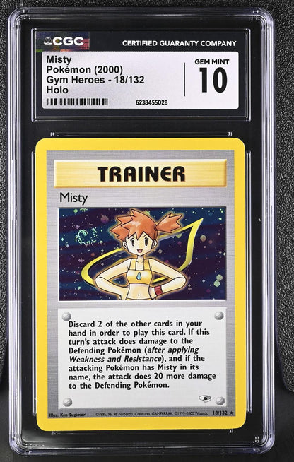 2000 Pokemon Gym Heroes #18/132 Misty Holo (Swirl) CGC 10