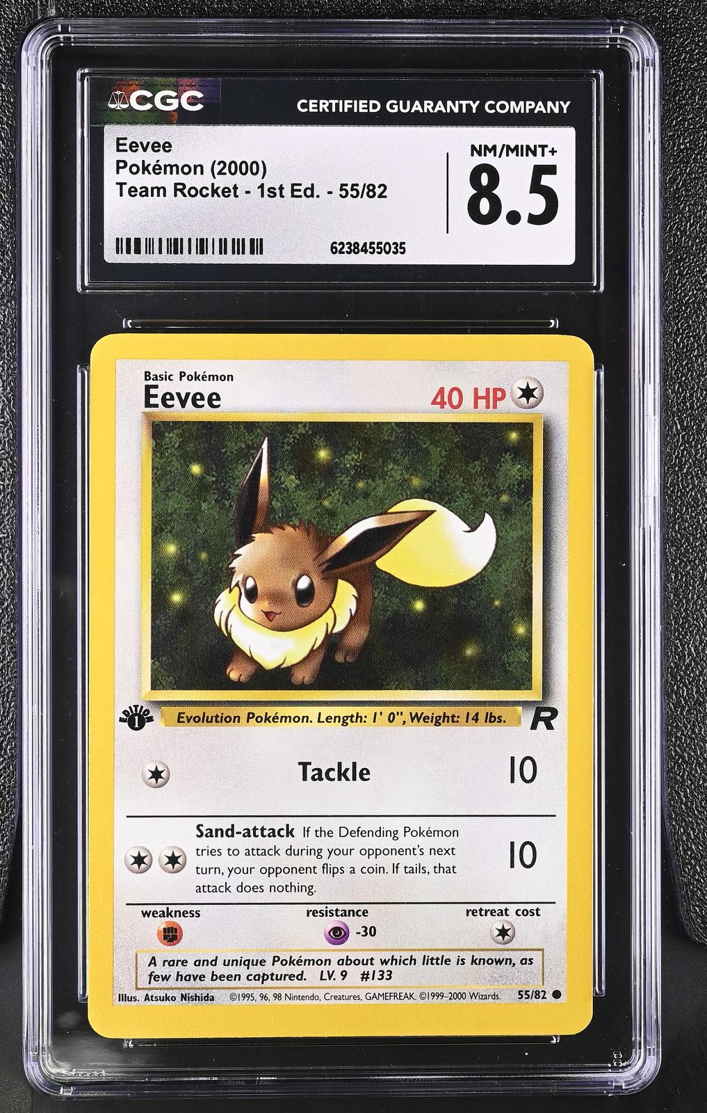 2000 Pokemon Team Rocket 1st Edition #55 Eevee Holo CGC 8.5