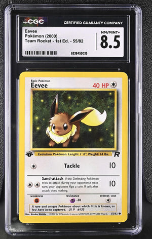 2000 Pokemon Team Rocket 1st Edition #55 Eevee Holo CGC 8.5