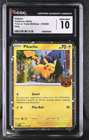 2024 Pokemon Trick or Trade BOOster #018/091 Pikachu Holo CGC 10