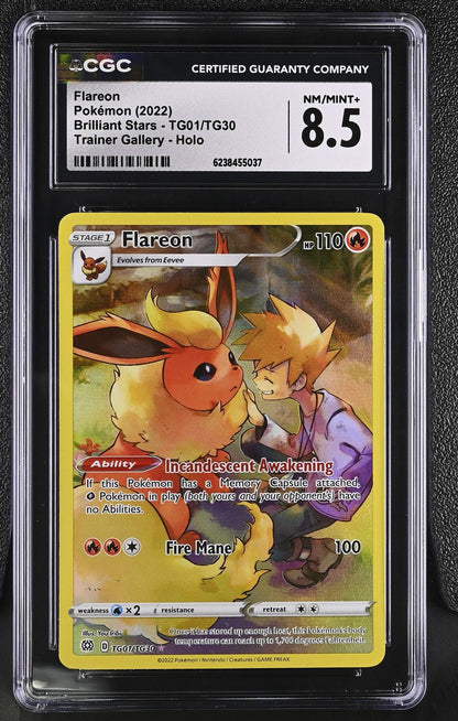 2022 Pokemon Brilliant Stars #TG01/TG30 Flareon Holo CGC 8.5