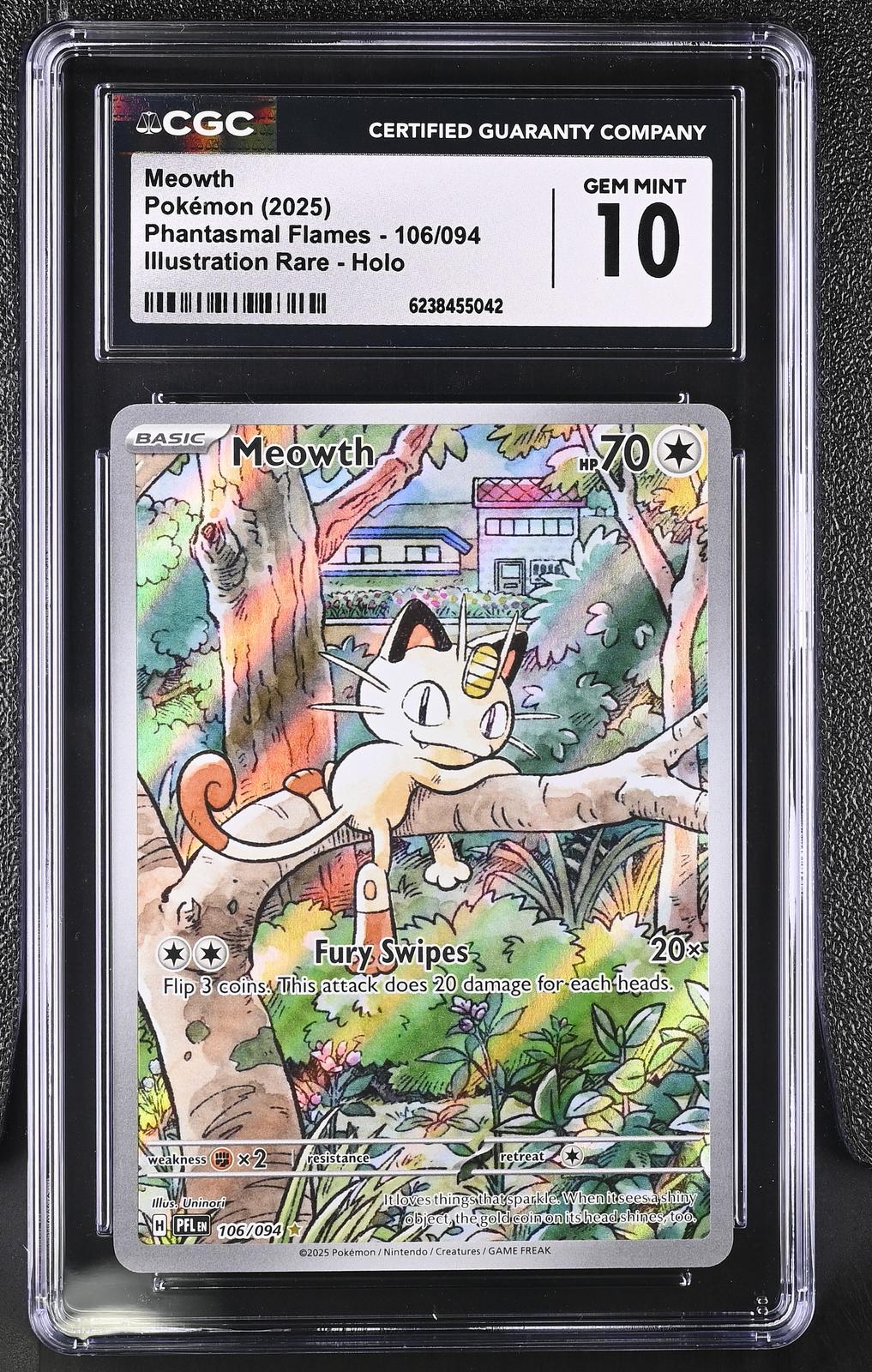 2025 Pokemon Phantasmal Flames #106/094 Meowth Holo CGC 10
