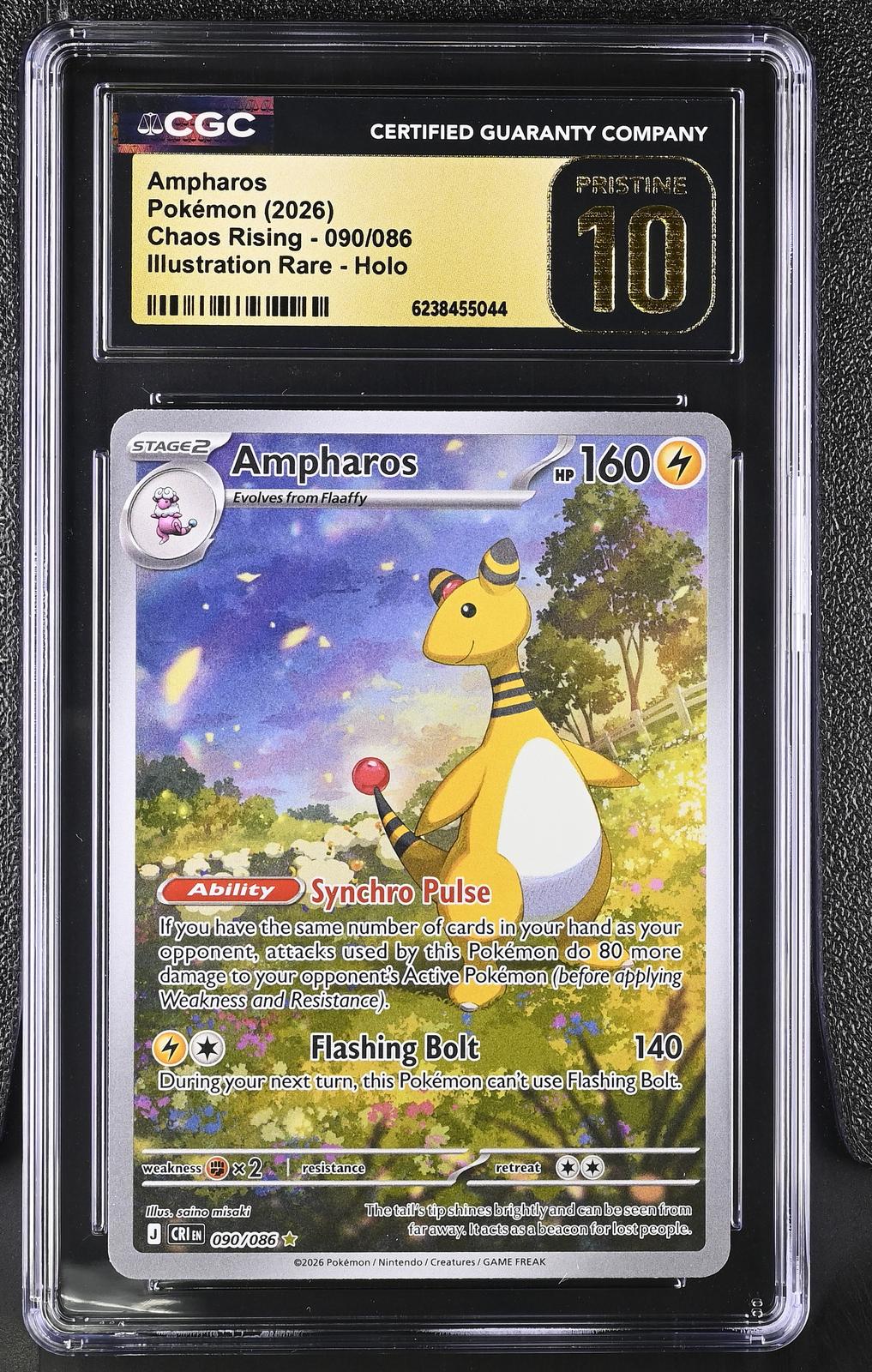 2026 Pokemon Chaos Rising #090/086 Ampharos Holo CGC 10 Pristine