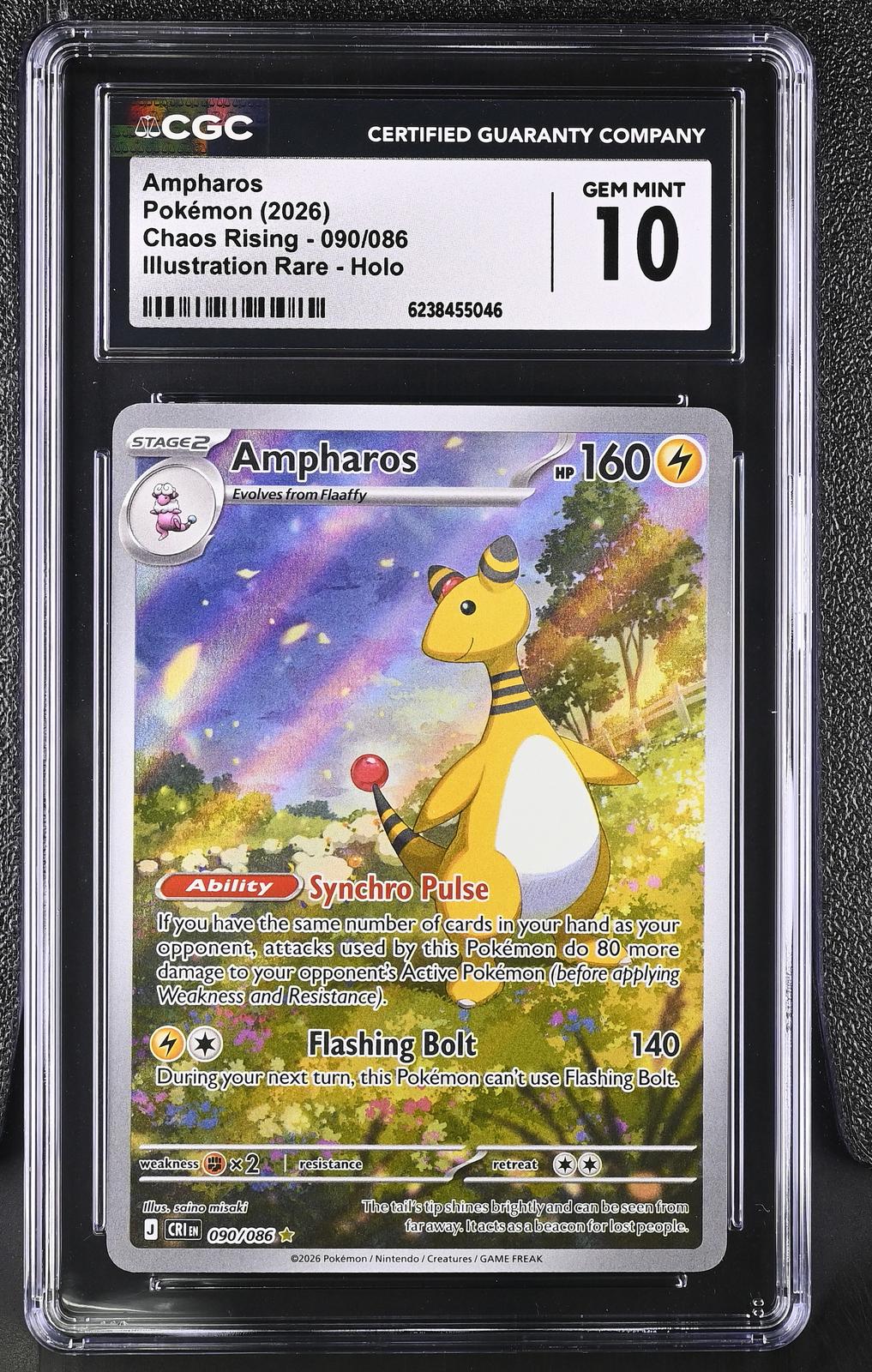 2026 Pokemon Chaos Rising #090/086 Ampharos Holo CGC 10