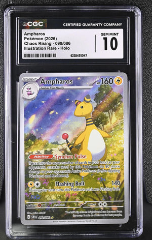 2026 Pokemon Chaos Rising #090/086 Ampharos Holo CGC 10