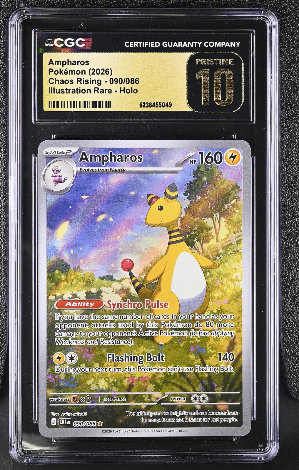 2026 Pokemon Chaos Rising #090/086 Ampharos Holo CGC 10 Pristine