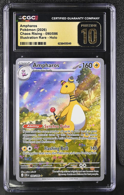 2026 Pokemon Chaos Rising #090/086 Ampharos Holo CGC 10 Pristine