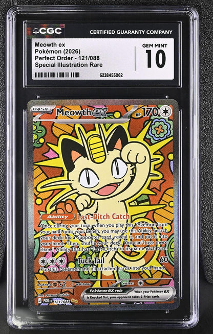 2026 Pokemon Perfect Order #121/088 Meowth ex SIR CGC 10