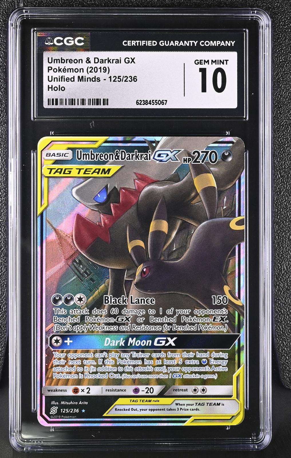 2019 Pokemon Unified Minds #125/236 Umbreon & Darkrai GX Holo CGC 10
