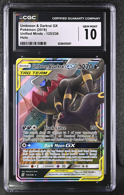2019 Pokemon Unified Minds #125/236 Umbreon & Darkrai GX Holo CGC 10
