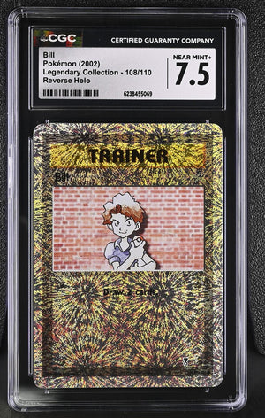 2002 Pokemon Legendary Collection #108/110 Bill Reverse Holo CGC 7.5