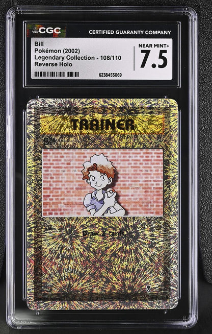 2002 Pokemon Legendary Collection #108/110 Bill Reverse Holo CGC 7.5