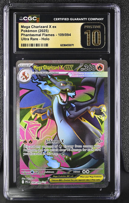2025 Pokemon Phantasmal Flames #109/094 Mega Charizard X ex CGC 10 Pristine