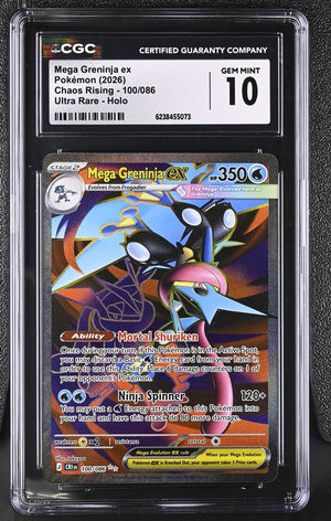 2026 Pokemon Chaos Rising #100/086 Mega Greninja ex Ultra Rare Holo CGC 10