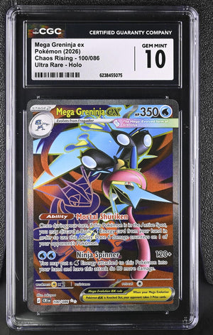 2026 Pokemon Chaos Rising #100/086 Mega Greninja ex Ultra Rare Holo CGC 10
