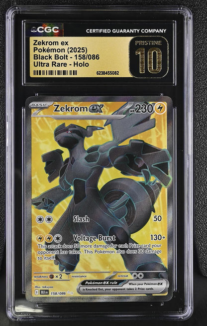 2025 Pokemon Black Bolt #158/086 Zekrom ex Ultra Rare CGC 10