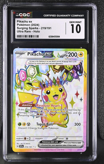 2024 Pokemon Surging Sparks #219/191 Pikachu ex CGC 10