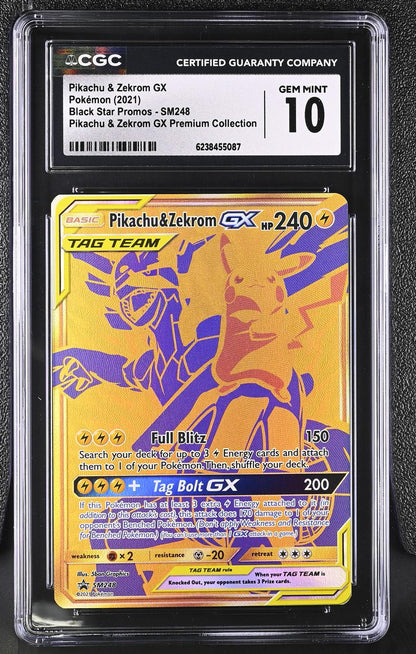 2021 Black Star Promos #SM248 Pikachu & Zekrom GX CGC 10