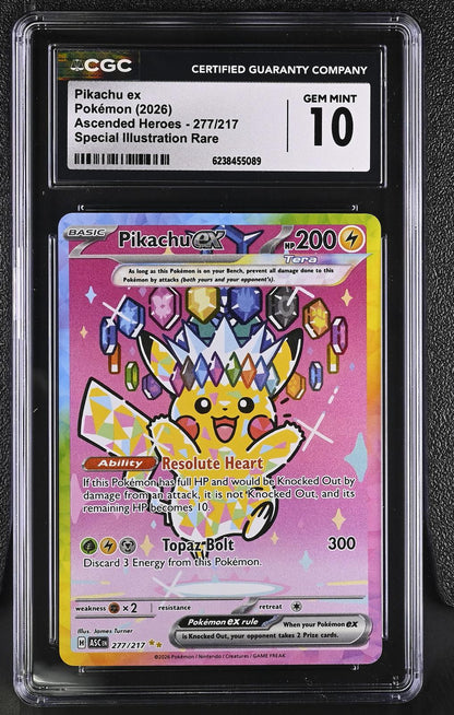 2026 Pokemon Ascended Heroes #277/217 Pikachu ex SIR CGC 10