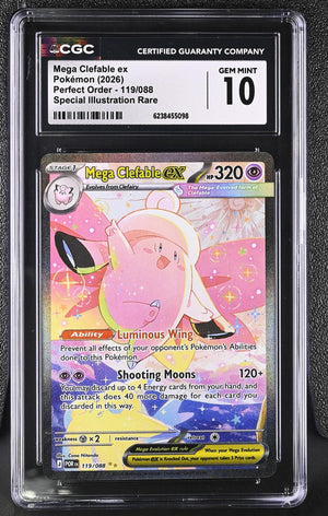 2026 Pokemon Perfect Order #119/088 Mega Clefable ex SIR CGC 10