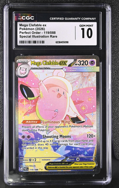 2026 Pokemon Perfect Order #119/088 Mega Clefable ex SIR CGC 10