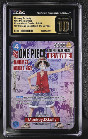 2026 One Piece promo P-055 Monkey D. Luffy US Voyage CGC 10 graded card