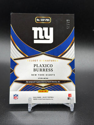 2024 Panini Select #SSP-PBS Plaxico Burress Select Signatures Red Prizm #/75