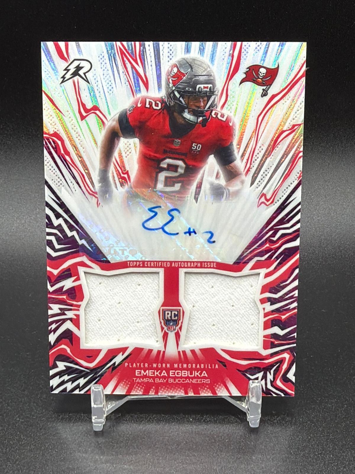 2025 Topps Resurgence Emeka Egbuka Amped Up rookie relic autograph card