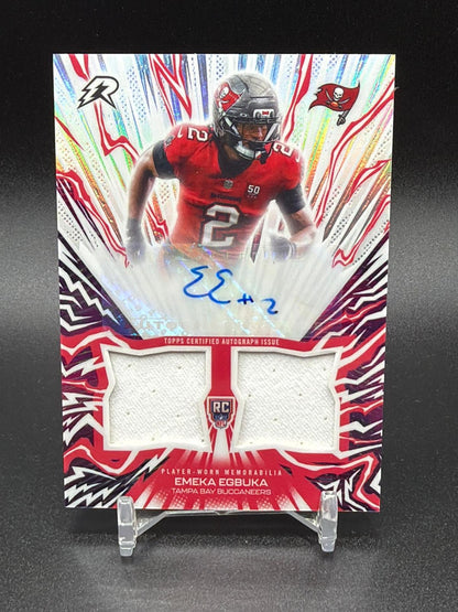 2025 Topps Resurgence Emeka Egbuka Amped Up rookie relic autograph card