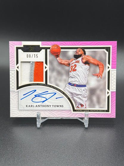 2025-26 Topps Definitive Karl-Anthony Towns Game-Used Patch Pink Auto /15