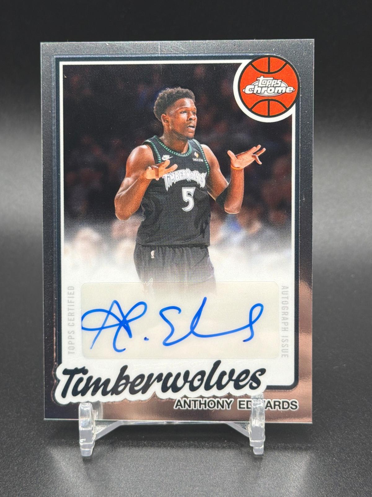 2025-26 Topps Chrome Update Anthony Edwards 1980-81 autograph card