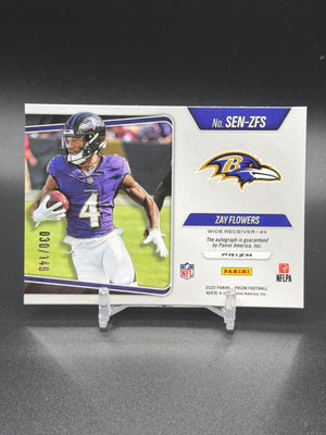 2025 Panini Prizm #SEN-ZFS Zay Flowers Sensational Signatures #/149
