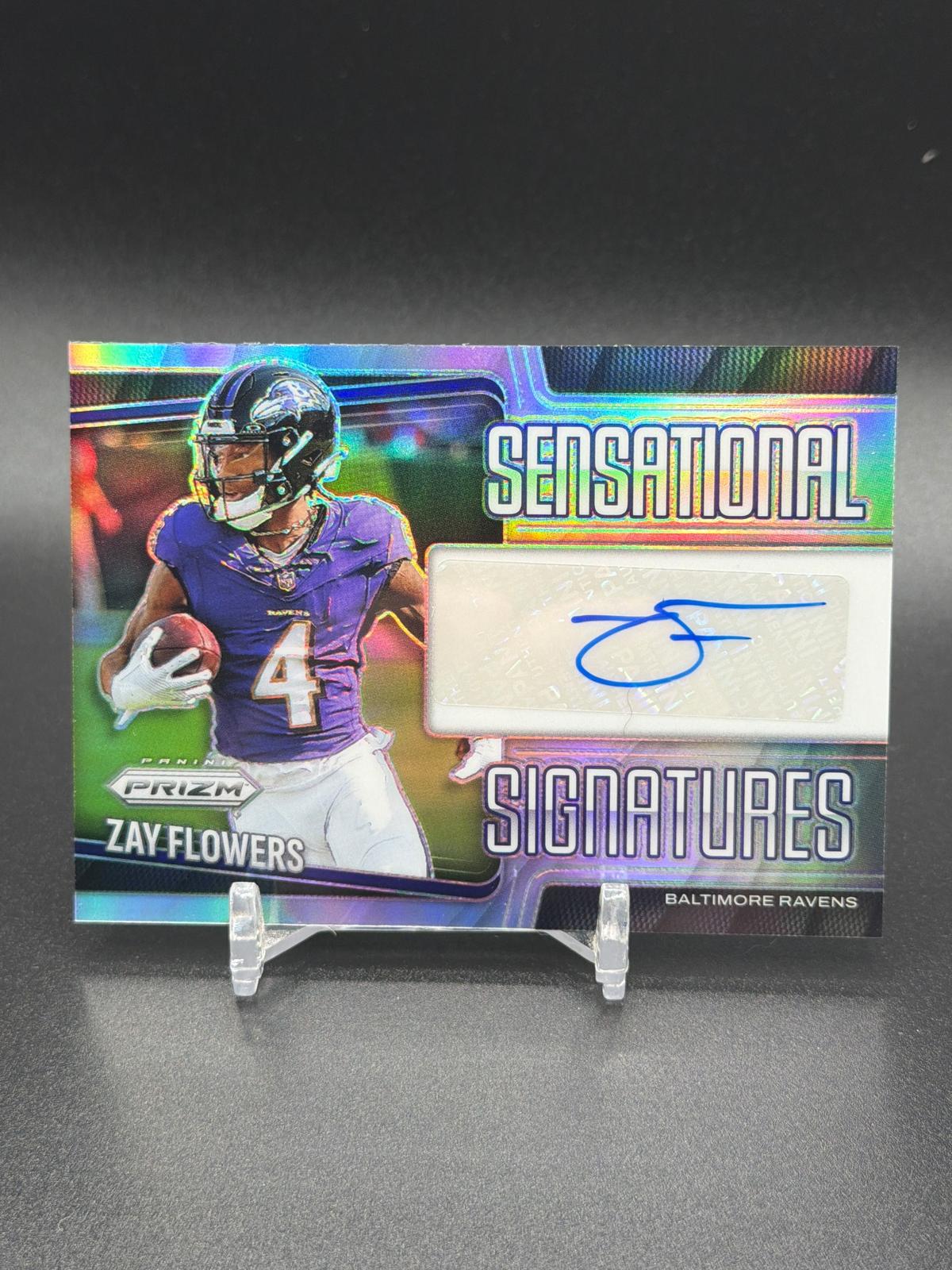 2025 Panini Prizm #SEN-ZFS Zay Flowers Sensational Signatures #/149