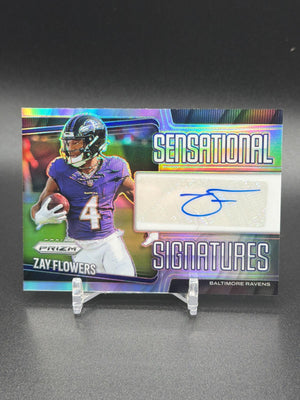 2025 Panini Prizm #SEN-ZFS Zay Flowers Sensational Signatures #/149