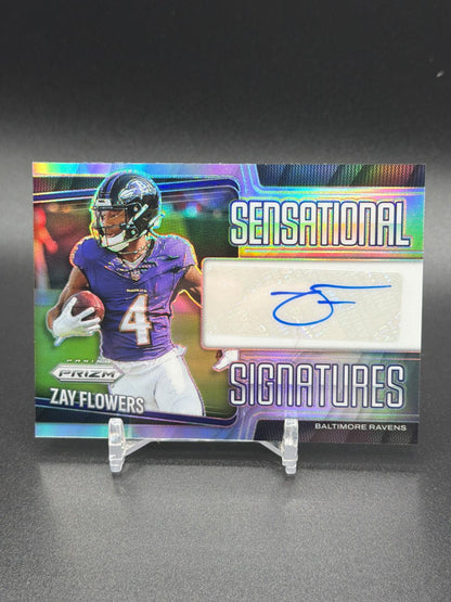 2025 Panini Prizm #SEN-ZFS Zay Flowers Sensational Signatures #/149