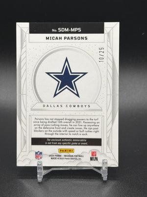 2024 Panini Obsidian #SDM-MPS Micah Parsons Dusk Memorabilia Blue #/25