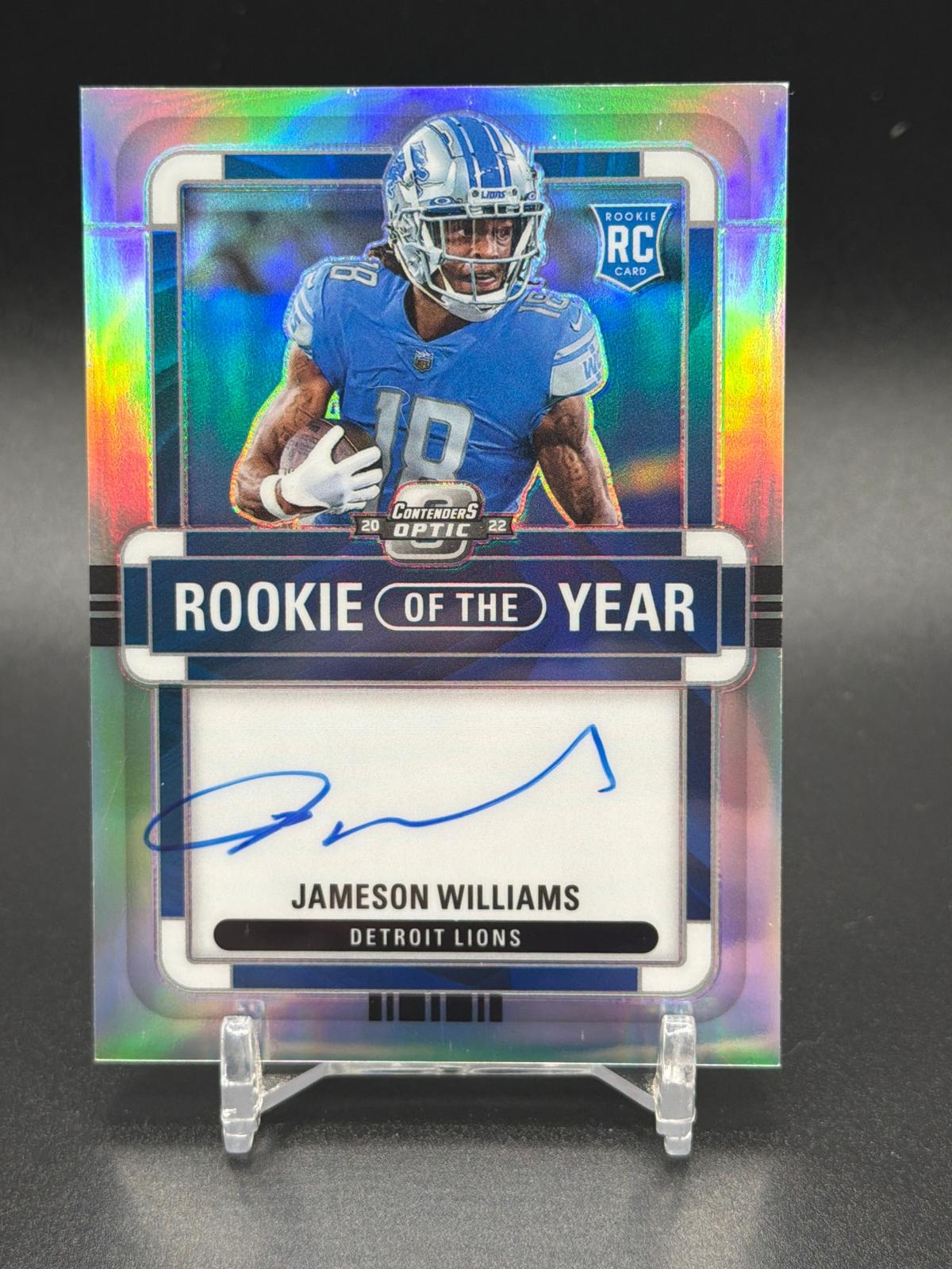2022 Panini Contenders Optic Jameson Williams Rookie of the Year Auto /75