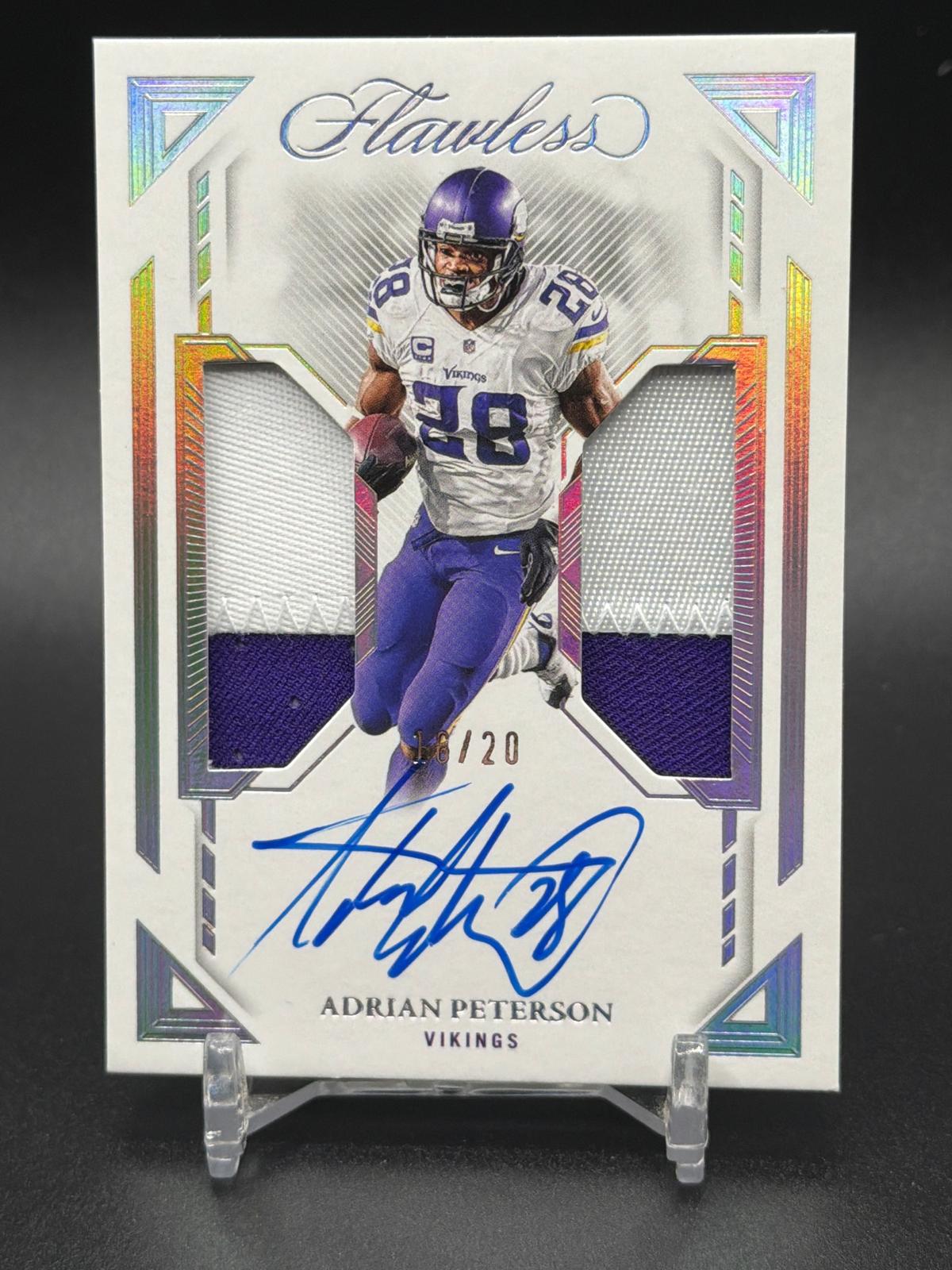 2023 Panini Flawless #DPA-APE Adrian Peterson Dual Patch Autographs Silver #/20