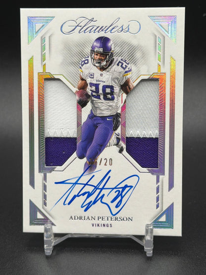 2023 Panini Flawless #DPA-APE Adrian Peterson Dual Patch Autographs Silver #/20