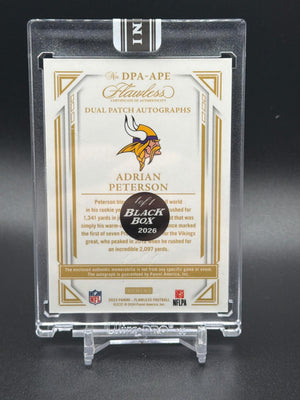 2023 Panini Flawless Adrian Peterson Dual Patch Auto Platinum Black Box 1/1