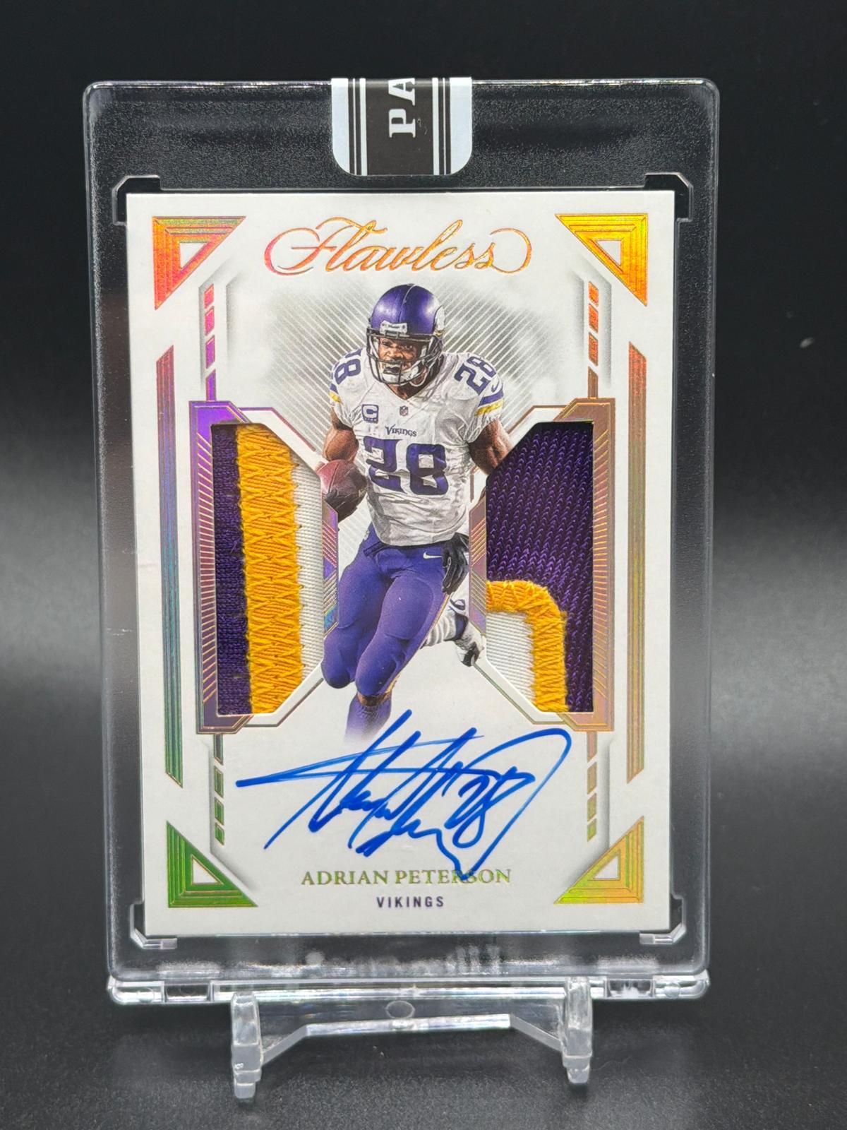 2023 Panini Flawless Adrian Peterson Dual Patch Auto Platinum Black Box 1/1