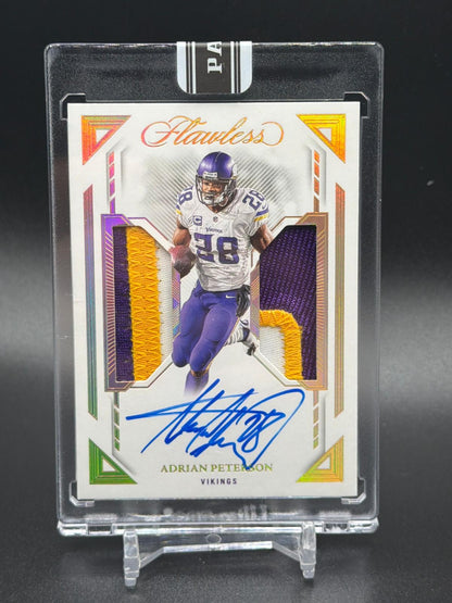 2023 Panini Flawless Adrian Peterson Dual Patch Auto Platinum Black Box 1/1