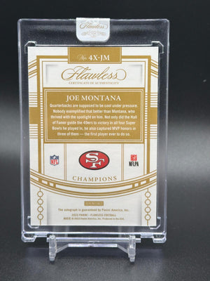 2022 Panini Flawless #4X-JM Joe Montana Champions 4x Signatures #/25