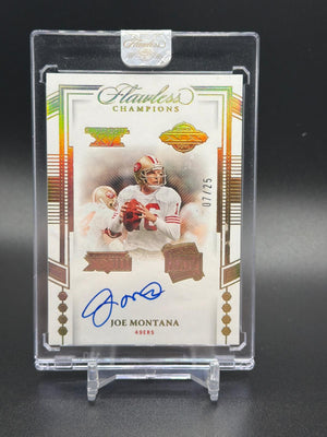2022 Panini Flawless #4X-JM Joe Montana Champions 4x Signatures #/25