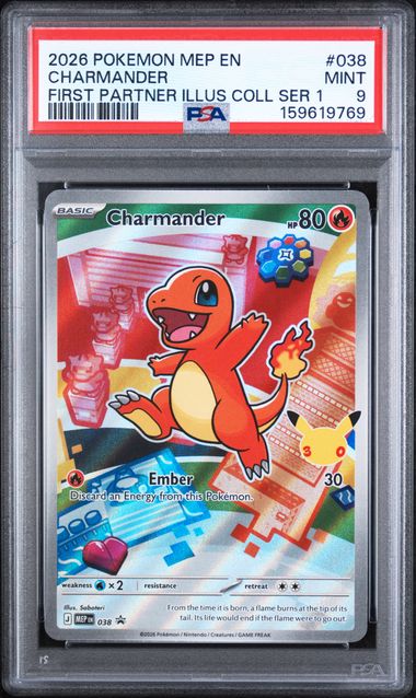 2026 POKEMON MEP EN-ME BLACK STAR PROMO #038 CHARMANDER FIRST PARTNER ILLUS COLL SER 1 PSA 9