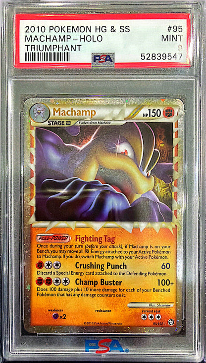 2010 POKEMON HEARTGOLD & SOULSILVER TRIUMPHANT #95 MACHAMP-HOLO TRIUMPHANT PSA 9