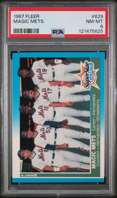 1987 FLEER #629 MAGIC METS PSA 8