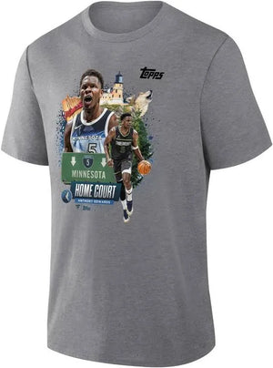 Anthony Edwards Minnesota Timberwolves Topps Home Court T-Shirt - Gray